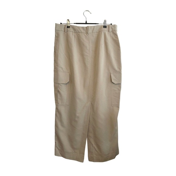 NWT & Other Stories Cargo Midi Skirt Size US 10‎ Beige Khaki Straight Utility - Picture 3 of 11